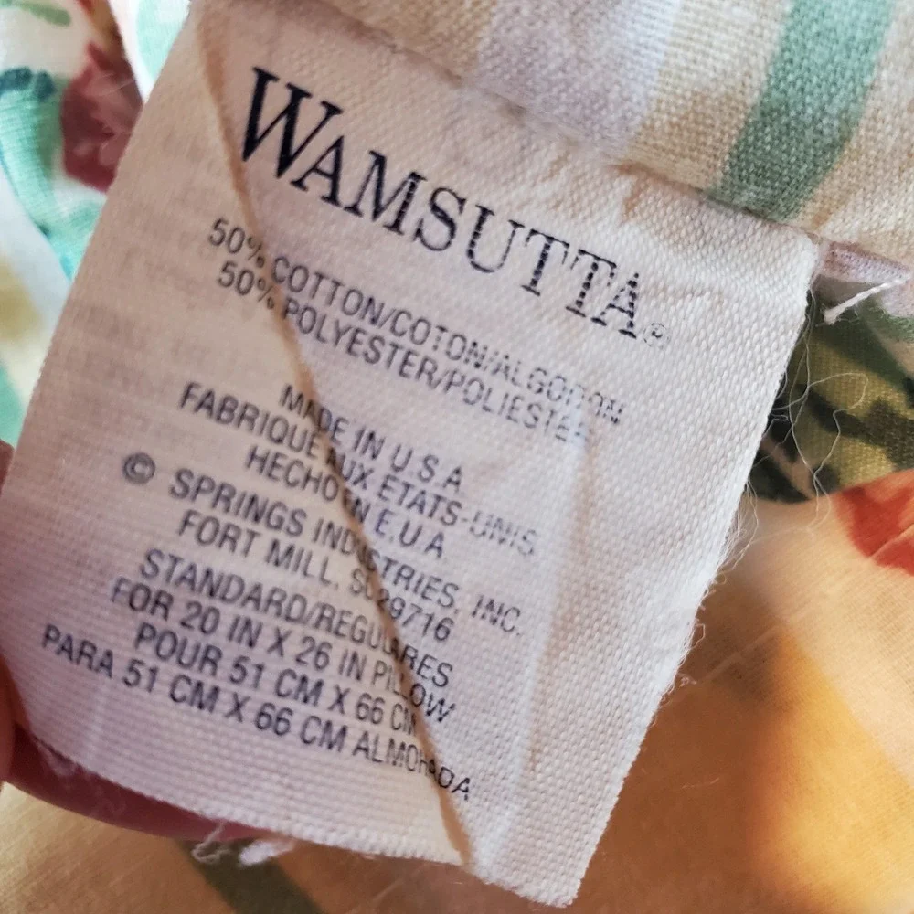 Wamsutta Vintage Floral Comforter Set Full Queen Yellow Rose Stripe 3pc Made USA
